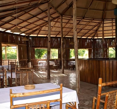 Een sfeervolle afbeelding van Sita Joyeh op het Baobab-eiland, omgeven door majestueuze baobabbomen 