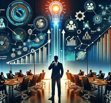 Image of board meeting with growing successful business