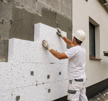 Pose d’isolation extérieure avec panneaux isolants