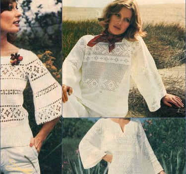 many women wearing a white crochet shirt