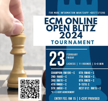 Malaysia Chess. Catur Malaysia. Online Chess Malaysia. ECM Online Blitz Open 2024