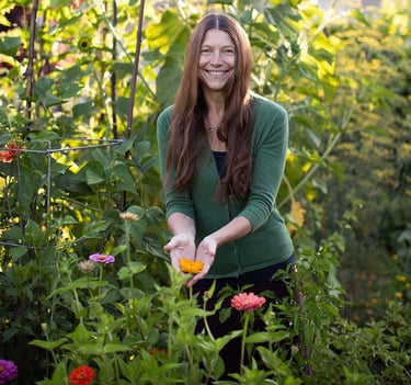 Tina Lilly, MS, LPC in her Portland garden