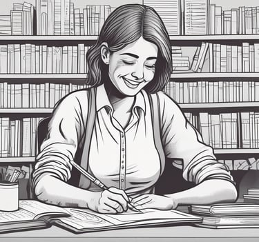 Illustration of a cheerful adult attending an interactive online real estate class.