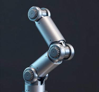 A close-up of a detailed 3D mechanical joint or robotic arm, showcasing creative precision and high-tech textures. Soft lighting with #8FE3F5 highlights on a dark #0d1026 background.
