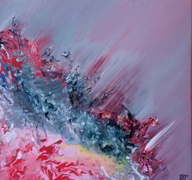 a painting of a red and white painting