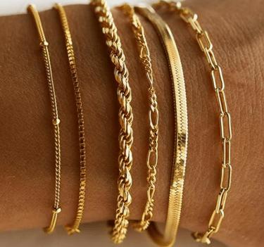6 pcs gold bracelet different patterns set