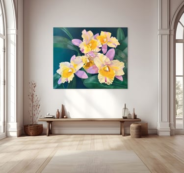Hyper-Realistic monumental orchid painting by Christine Knize