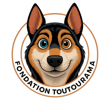 a dog with a dog in a circle with the words foundation for the foundation of
