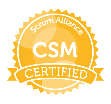 a white and orange Scrum Alliance Certified Scrum Master certification image