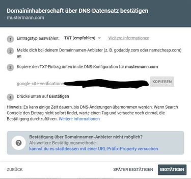 Domaininhaberschaft über DNS bestätigen
