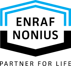 Enraf-Nonius logo, a partner for life in physiotherapy and rehabilitation equipment.