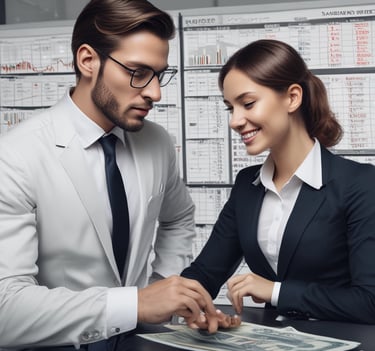 A dimly lit office setting with a laptop displaying code on the screen. The image shows a programming environment with various lines of HTML or JavaScript. A blurred hand is using a mouse on the left side, while another laptop is partially visible in the background. The overall setting suggests a workspace focused on coding or software development.
