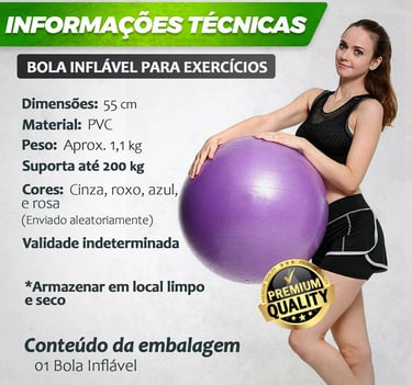Bola Pilates Yoga Fisioterapia Suiça Ginástica 55cm 200kg