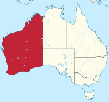 Western Australia highlighted in map of Australia 
