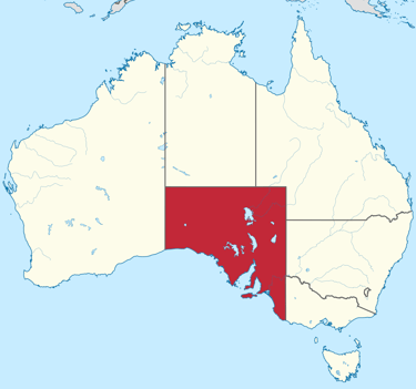 Map of Australia with South Australia in red