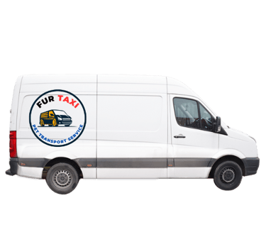 a white van with a furtaxi logo sticker on it