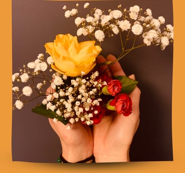 Flowers in a woman's hands.