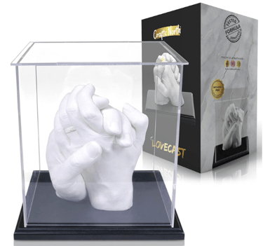 Crafts North Hand Casting DIY Kit for Couples | Complete kit with Acrylic Display, Wooden Base