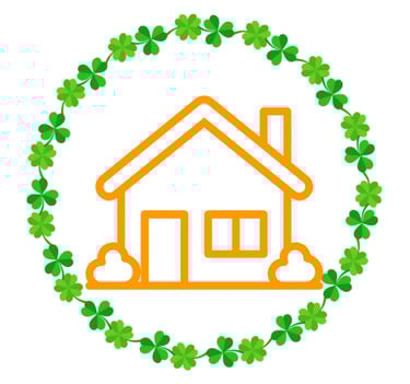 House icon inside of clover border