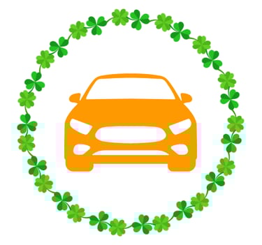 Car icon inside of clover border