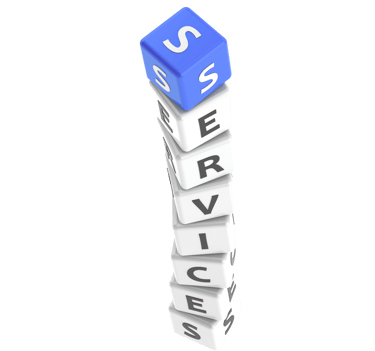 Tower of dice spelling SERVICES - Symbolising ADHD Virtual Assistant service options