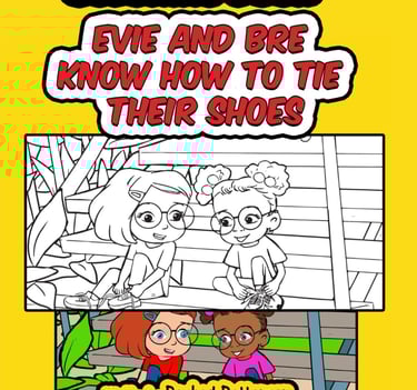 girlfriends learn how to tie their shoes coloring book