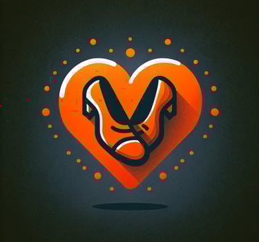 icon showing a pair of dancing shoes in an orange heart