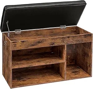 Rustic storage bench for bedroom, rustic bench with hidden compartment,end-of-bed bench with cushion