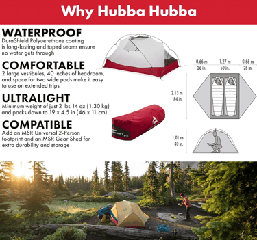 two people using a MSR Hubba Hubba tent