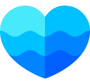 flat-style icon of a heart with various waves inside of it
