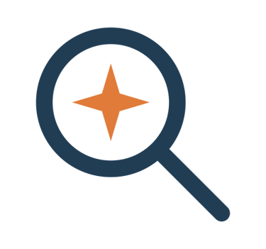 Diagnosis icon: magnifying glass with spark – making potential visible