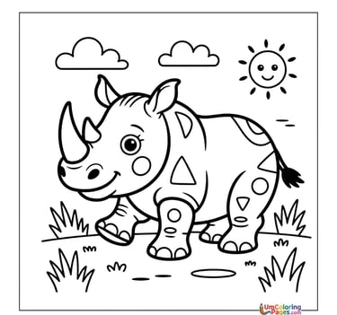 Rhinoceros coloring page horned mammal printable for kids