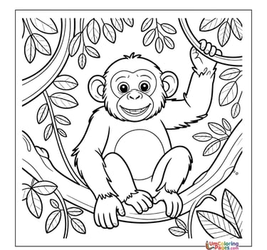 Free chimp coloring page rainforest animal for children