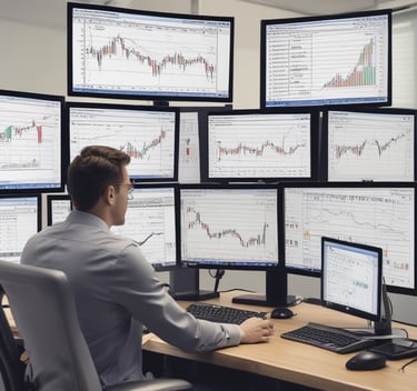 a man holding a tablet computer and a tablet with a chart of trading options