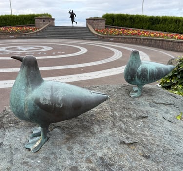 Bird sculptures in Morecambe, England