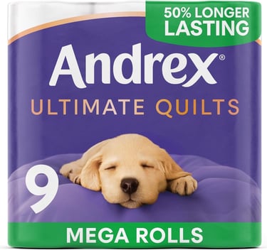 a dog laying on a pillow with a large box of the product