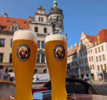 Sampling traditional German beer at a local brewery in Dresden.