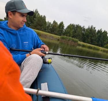 Trout fishing in Czech, surrounded by lush greenery