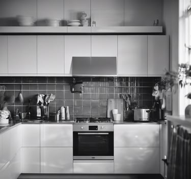 a kitchen with a stove top oven and a stove top