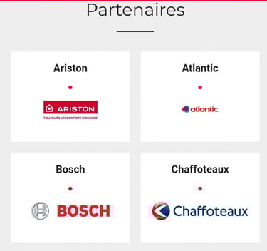 Logos des partenaires CVC Ariston, Atlantic, pour les systèmes de chaffe-eau