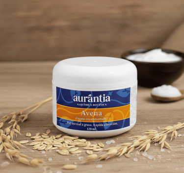 Tarro de crema facial de avena marca Aurantia 