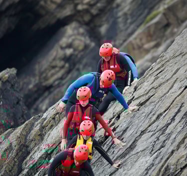 Engaged team navigating a challenge, sharing a unique experience