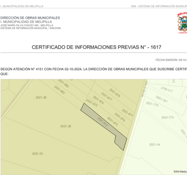 Certificado Informaciones Previas