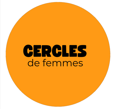 Logo d'un rond orange sur lequel est écrit "cercle de femmes"