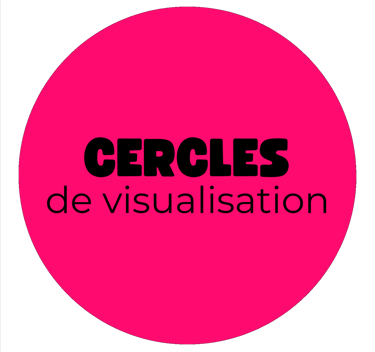 Logo d'un rond fuschia sur lequel est écrit "cercle de visualisations"