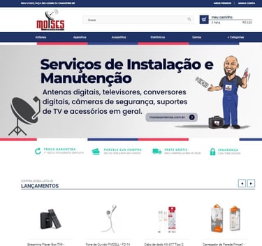 a website page with a cartoon character in the middle of the page