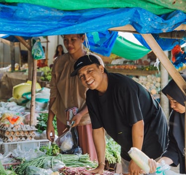 Shopping at the outdoor local market.