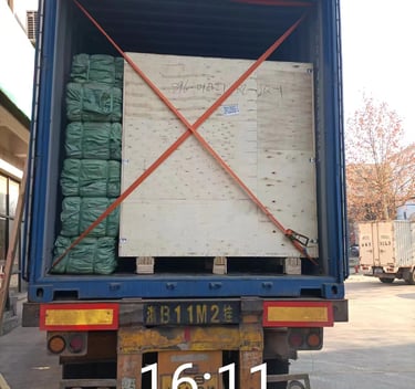 Completion of container loading with truck mounted crane