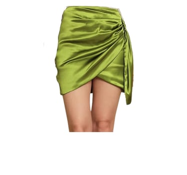 Satin Green Skirt Short