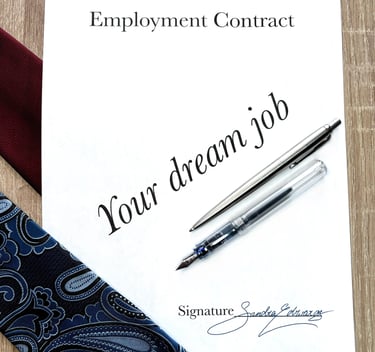 Example of a signature signing an employment contract of one's dream job